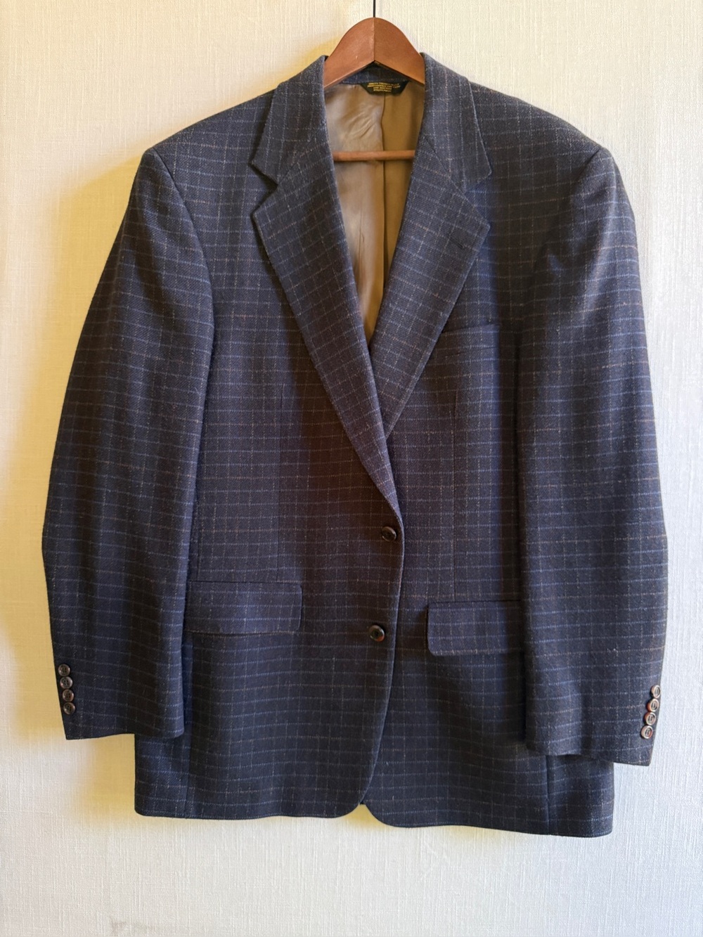 Vintage USA Union Made Bespoke Windowpane Check Blazer 42